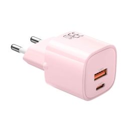 Зарядка 1xUSB-C + 1xUSB, до 33W, QuickCharge до 20V 1.5A, 11V 3A: Mcdodo Ch015 - Светло-розовый