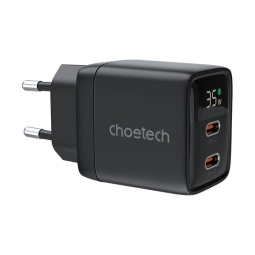 Зарядка 2xUSB-C, до 35W, QuickCharge до 20V 1.75A: Choetech PD6051 - Чёрный