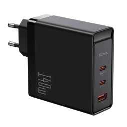 Charger 2xUSB-C + 1xUSB, up to 140W, QuickCharge up to 28V 5A: Mcdodo GaN5 Pro - Black