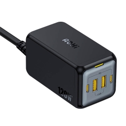 Зарядка 2xUSB + 2xUSB-C, до 120W, QuickCharge до 20V 5A 100W: AOHi Magcube Pro - Чёрный