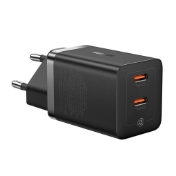 Зарядка 2xUSB-C, до 40W, QuickCharge до 20V 2A: Baseus GaN5 Pro - Чёрный