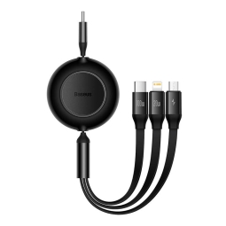 1.1m, 3in1, USB-C - Lightning, USB-C, Micro USB kaabel, juhe, kuni 100W: Baseus Bright Mirror 2 - Must