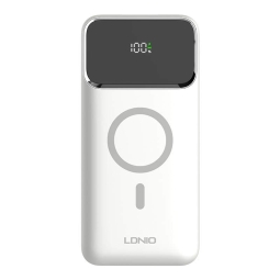 10000mAh Power bank 20W, Wireless 15W: Ldnio PQ12 - 1xUSB-C, 2xUSB, QuickCharge up to 12V-1.67A, QI up to 15W - White