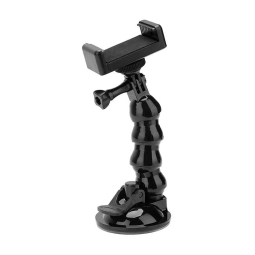 Car holder suction cup on glass, holder 1/4 + telefonile raam, leg 16cm: Telesin Suction Cup - Black