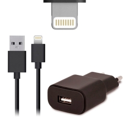 iPhone, iPad laadija, Lightning: Juhe 2m + Adapter 1xUSB, kuni 10W