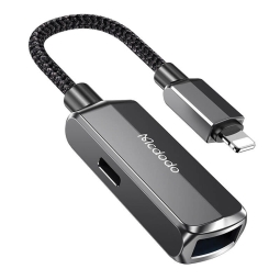 0.1m, USB 3.0, мама + Lightning, мама - Lightning, папа, aдаптер, переходник: Mcdodo CA269 - Чёрный