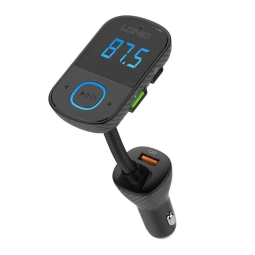 FM transmitter (USB, Bluetooth 5.0, AUX),  autolaadija: 1xUSB-C, 2xUSB, kuni 45W + Lightning kaabel: Ldnio C705Q - Must