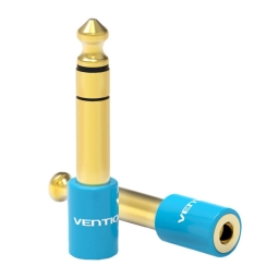 Adapter: Audio-jack, AUX, 3.5mm, female - Audio-jack, 6.35mm, male: Vention S01 - Light Blue