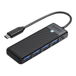 Делитель, хаб USB-C hub: 4xUSB 3.0, 0.15m: Orico PAPW4A-C3 - Чёрный