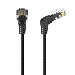 1m, Cat.6 RJ45 2x90o võrgucable, internetikaabel - Black