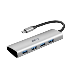 Делитель, хаб USB-С hub: 4xUSB 3.0, 0.15m: WiWU Alpha A440 Pro - Алюминий