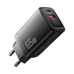 Charger 1xUSB-C + 1xUSB, up to 65W, QuickCharge up to 20V 3.25A: Essager G65Q - Black