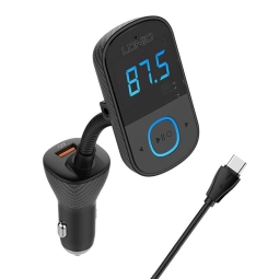 FM transmitter (USB, Bluetooth 5.0, AUX),  autolaadija: 1xUSB-C, 2xUSB, kuni 45W + USB-C kaabel: Ldnio C705Q - Must