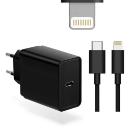 iPhone, iPad charger, Lightning: Cable 2m + Adapter 1xUSB-C, up to 20W QuickCharge