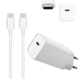 Laadija USB-C: Juhe 1m + Adapter 1xUSB-C, kuni 65W QuickCharge