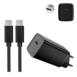 Laadija USB-C: Juhe 2m + Adapter 1xUSB-C, kuni 65W QuickCharge