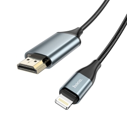 Cable: 2m, Lightning - HDMI, FullHD: Hoco Ua15 - Black