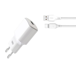 Charger USB-C: Cable 1m + Adapter 1xUSB, up to 2.4A: XO L73 - White