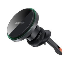 Wireless charger 15W, Magsafe magnet car holder to the vent rest: Choetech T204 - Black