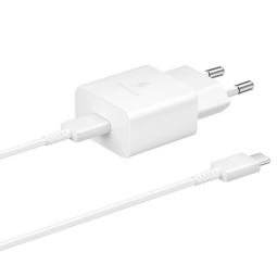 Laadija USB-C: Juhe 1m + Adapter 1xUSB-C, kuni 45W, QuickCharge: Samsung 45W PD - Valge