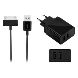 Samsung Tab laadija, 30-pin: Juhe 1m + Adapter 2xUSB, kuni 10W