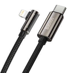 2m, Lightning - USB-C kaabel, juhe, kuni 20W: Baseus Legend Elbow - Must