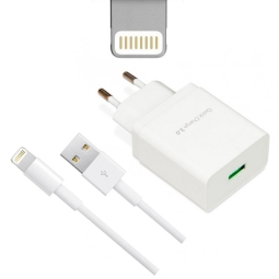 iPhone, iPad charger, Lightning: Cable 3m + Adapter 1xUSB, up to 18W QuickCharge