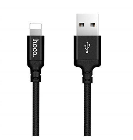 Hoco кабель: 2m, Lightning, iPhone, iPad - USB: X14 - Чёрный