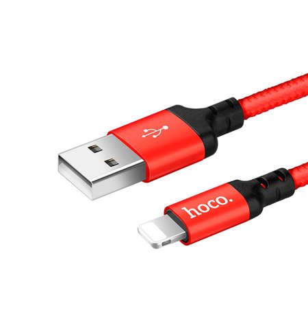 Hoco cable: 2m, Lightning, iPhone, iPad - USB: X14 - Red