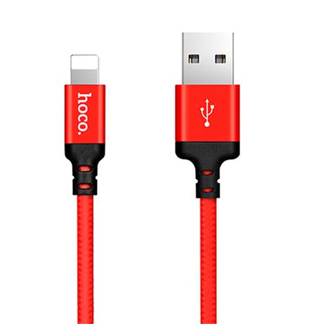 Hoco cable: 2m, Lightning, iPhone, iPad - USB: X14 - Red