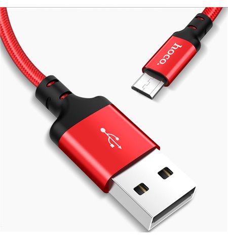 Hoco cable: 2m, Micro USB - USB: X14 - Red
