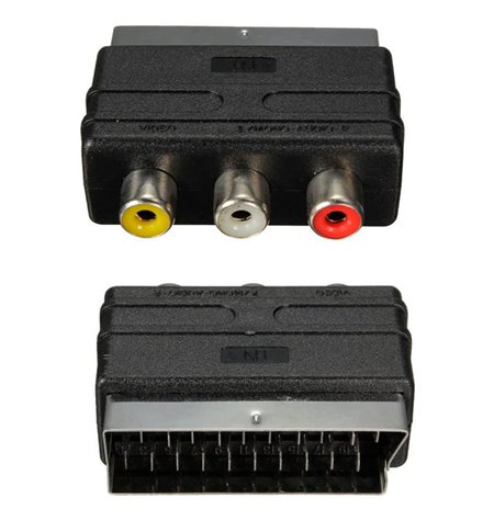 Adapter, üleminek: Scart, male - 3x RCA audio-video, female