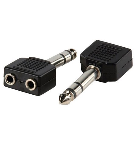 Adapter, üleminek: 2x Audio-jack, AUX, 3.5mm, female - Audio-jack, 6.35mm, male