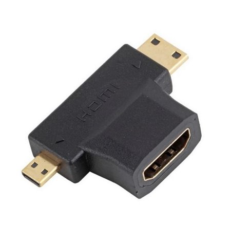 Adapter, üleminek: HDMI female - Mini HDMI male, Micro HDMI male, 90o, Type A-C,D