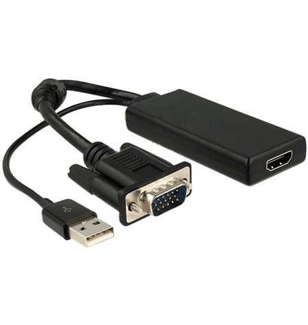 Adapter, üleminek: VGA, D-Sub, male - HDMI, female, converter