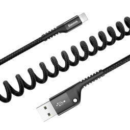 0.5-1m, Lightning - USB cable: Baseus Fish Eye Spring - Black