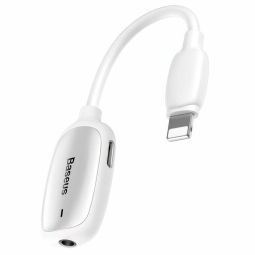 Baseus адаптер: 0.10m, Lightning, iPhone, iPad, папа - 2x Lightning мама + Audio-jack, AUX, 3.5mm, мама