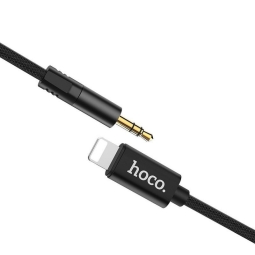 Кабель: 1m, Lightning - Audio-jack, AUX, 3.5mm, DAC: Hoco UPA13 - Чёрный