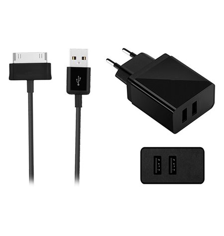 Samsung Tab charger: Cable 1m 30-pin + Adapter 2xUSB 2.1A