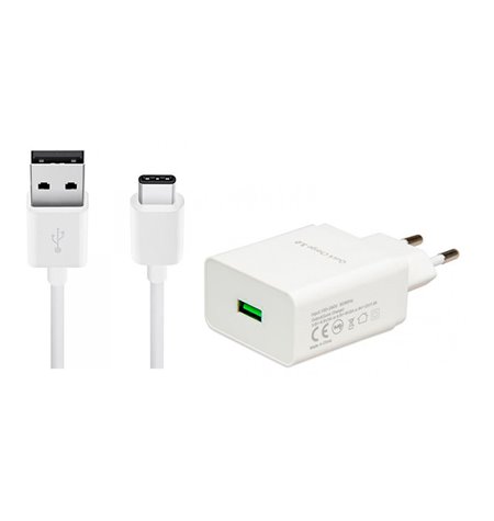Charger USB-C: Cable 2m + Adapter 1xUSB 3A Quick Charge