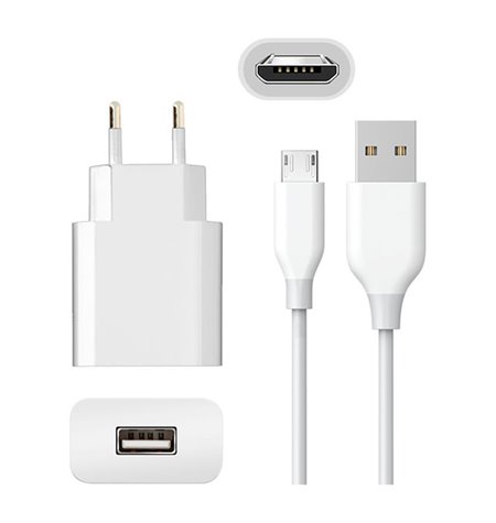 Charger Micro USB: Cable 1m + Adapter 1xUSB 2.1A