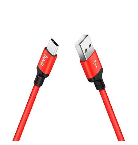Hoco juhe, kaabel: 2m, USB-C - USB: X14 - Punane