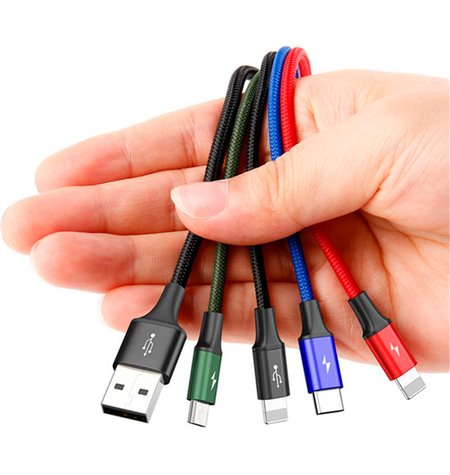 Baseus juhe, kaabel: 4in1, 1.2m, USB - 2x Lightning, iPhone, iPad + 1x USB-C + 1x Micro USB: Rapid
