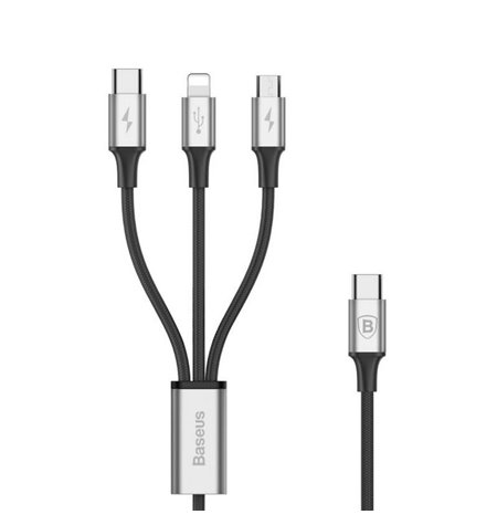 Baseus juhe, kaabel: 3in1, 1.2m, USB-C - Lightning, iPhone, iPad + USB-C + Micro USB: Rapid