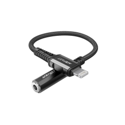 Адаптер: 0.1m, Lightning, папа - Audio-jack, AUX, 3.5mm, DAC, мама: Acefast C1-05 - Чёрный