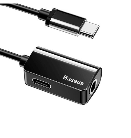 Baseus adapter, üleminek: 0.12m, USB-C, male - USB-C, female + Audio-jack, AUX, 3.5mm, female