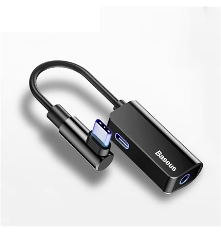 Baseus adapter, üleminek: 0.12m, USB-C, male - USB-C, female + Audio-jack, AUX, 3.5mm, female