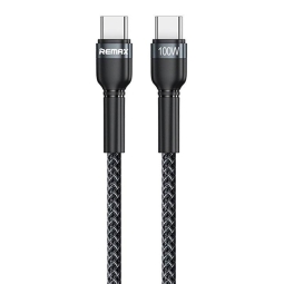 1m, USB-C - USB-C kaabel, juhe, kuni 100W: Remax 172 - Must