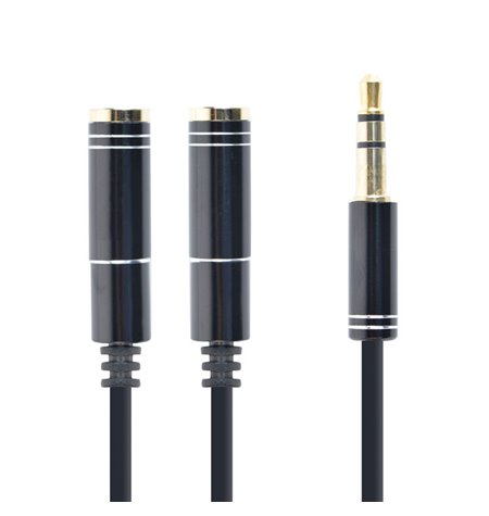 Adapter, üleminek: Audio-jack, AUX, 3.5mm, male - 2x Audio-jack, AUX, 3.5mm, female, PREMIUM