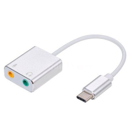 Adapter: USB-C, male - 2x Audio-jack, AUX, 3.5mm, mic+stereo, female (sound card, audio converter)